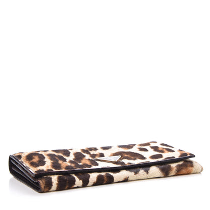 Prada Calf Hair Leopard Print Continental Flap Wallet 4 of 8