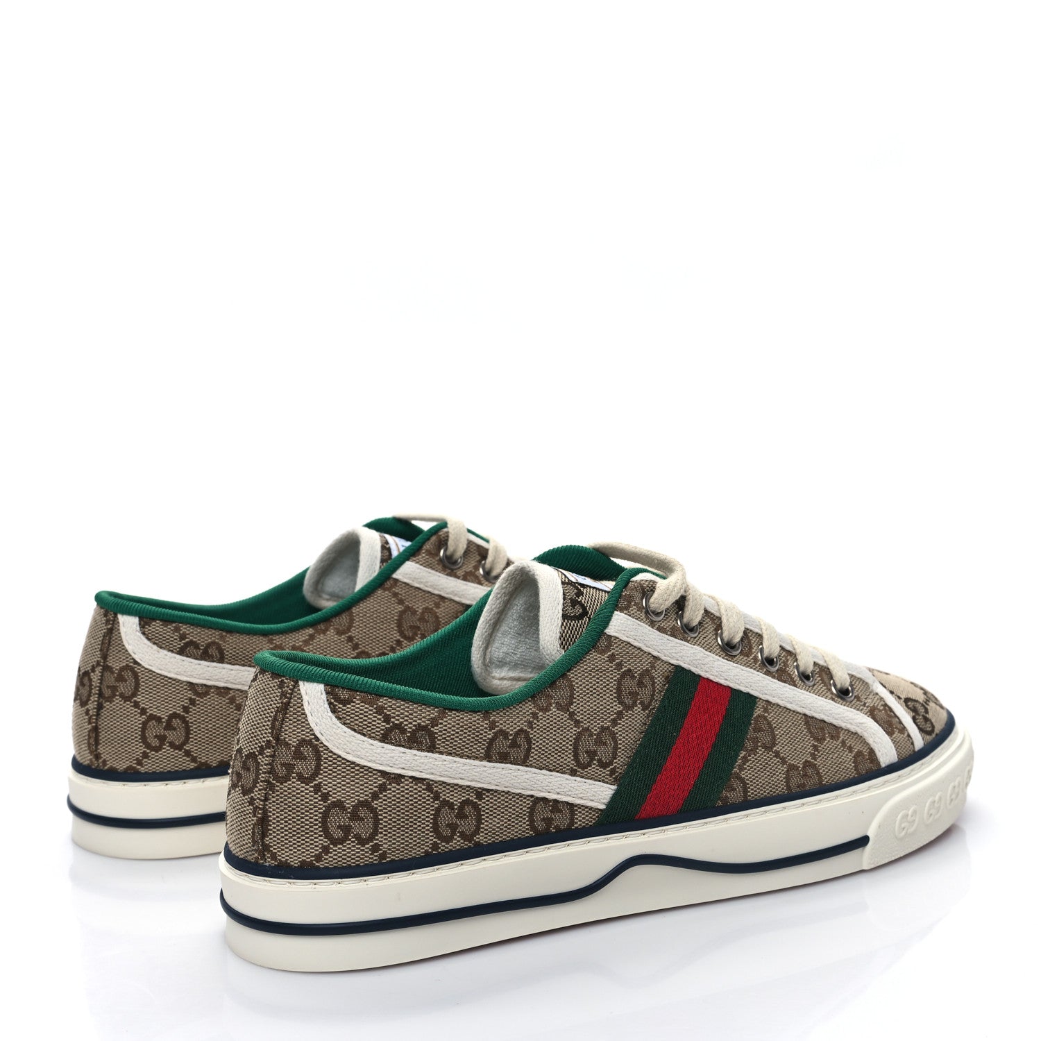 Gucci GG Monogram Web Womens 1977 Tennis Sneakers 39 Beige Ebony Mystic White 4 of 7