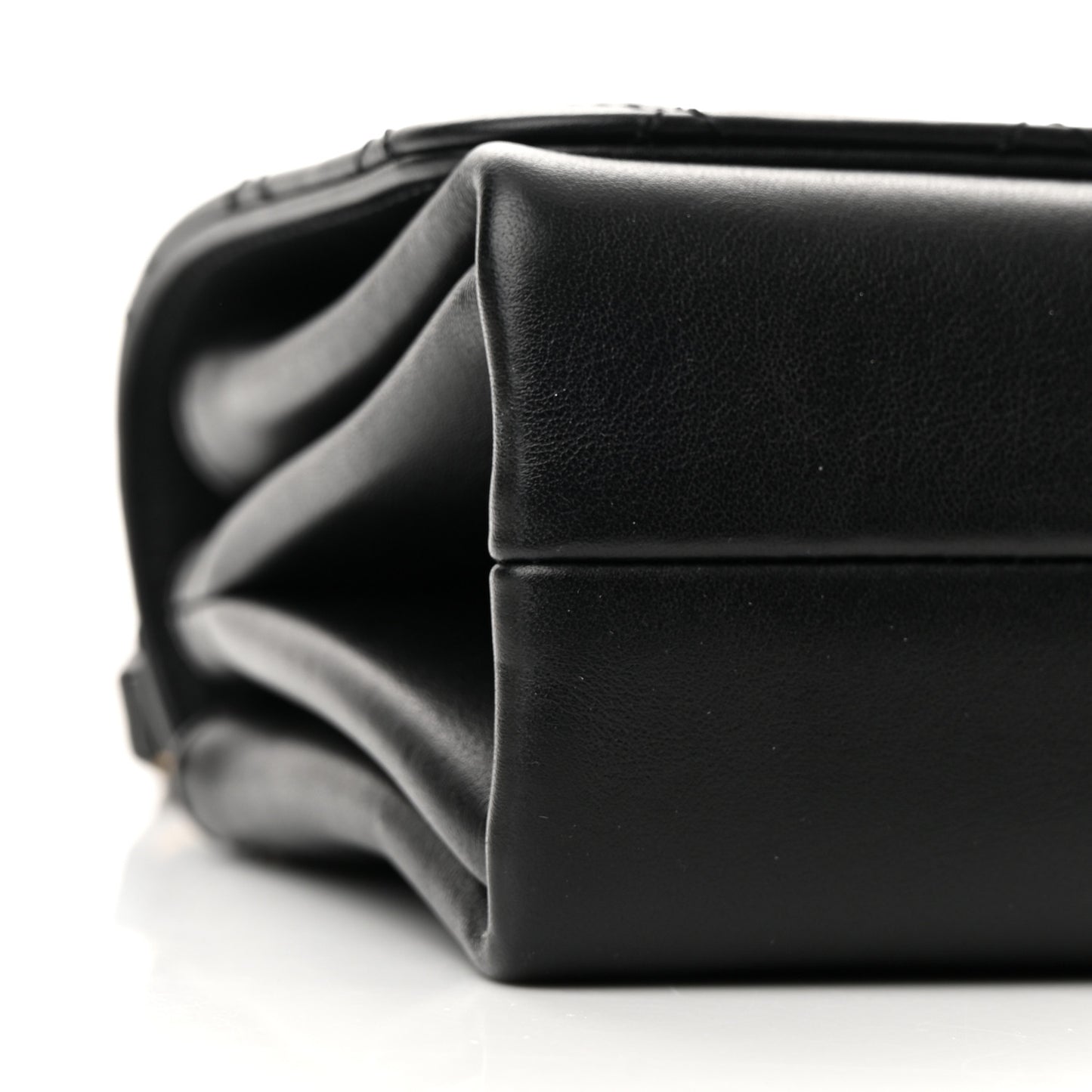 Calfskin Quilted Pearl Jewel Chain Flap Black