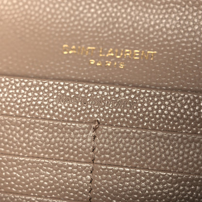 Saint Laurent Grain De Poudre Matelasse Chevron Monogram Flap Wallet Taupe 7 of 9