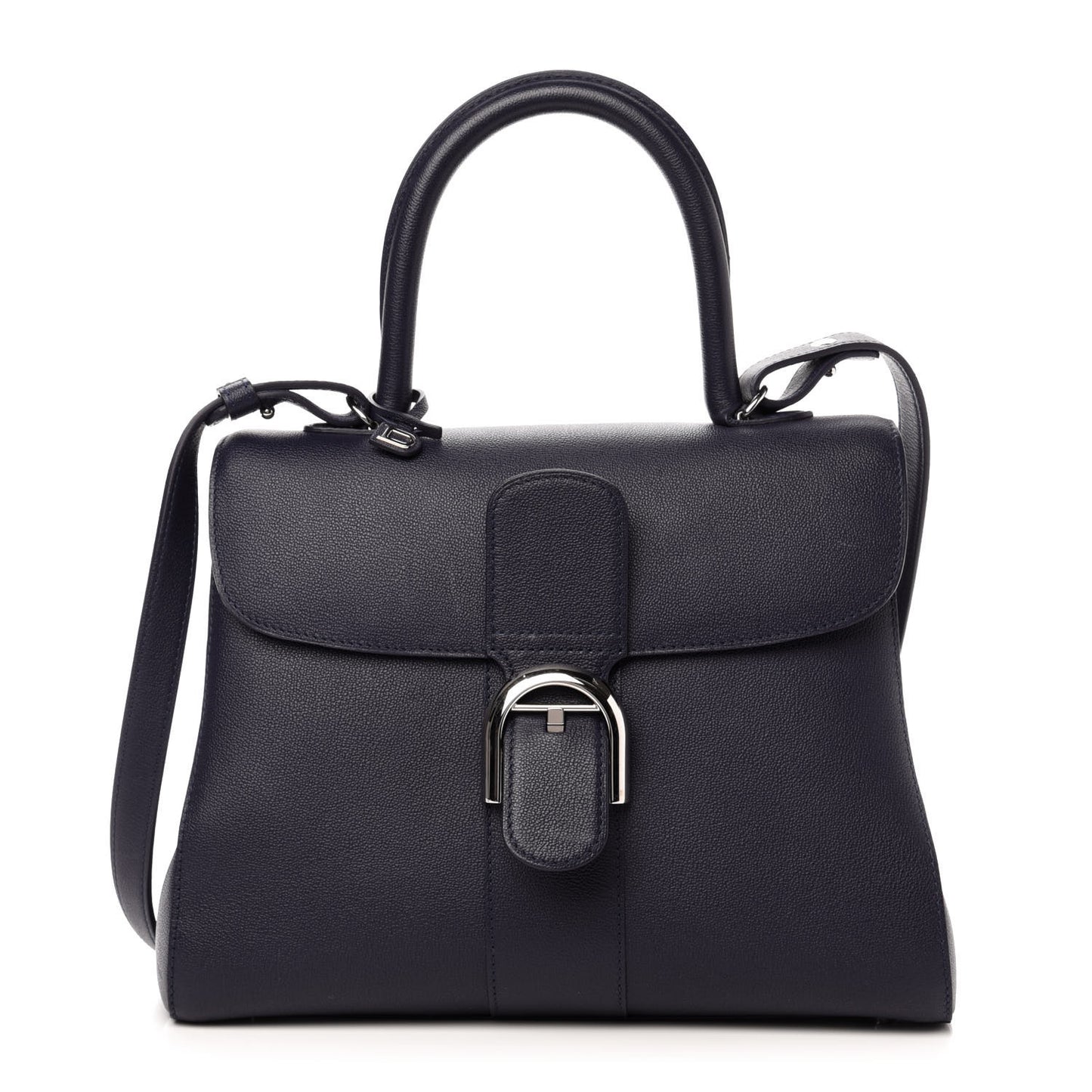 Grained Calfskin Brillant MM Satchel Navy