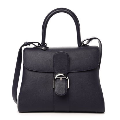 Delvaux Grained Calfskin Brillant MM Satchel Navy 1 of 12