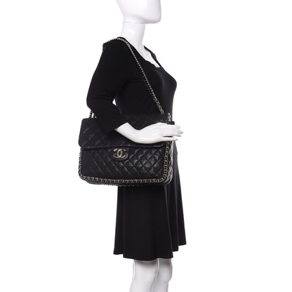Chanel Washed Lambskin Quilted Maxi Chain Around Flap Black 2 of 10