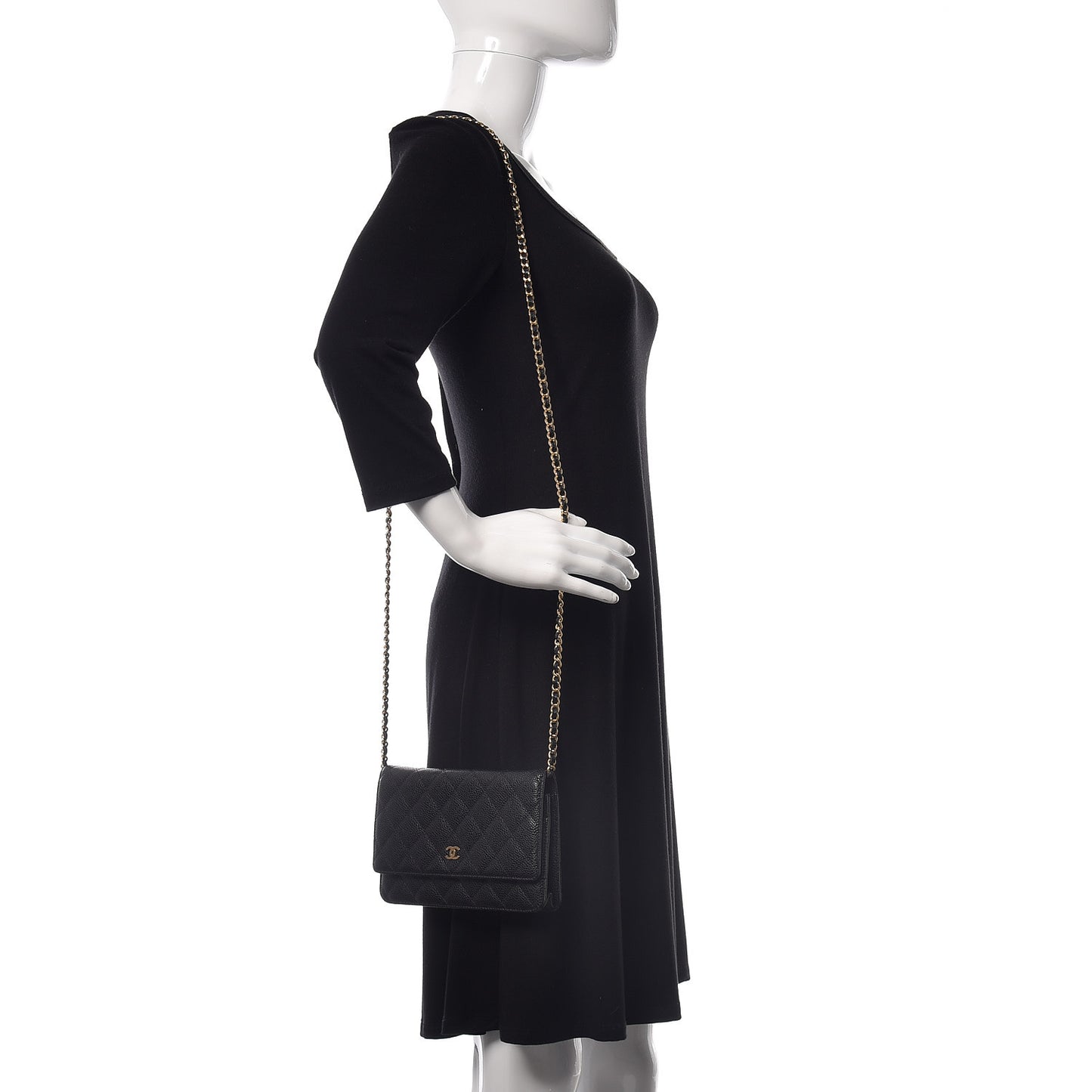 Caviar Quilted Wallet On Chain WOC Black
