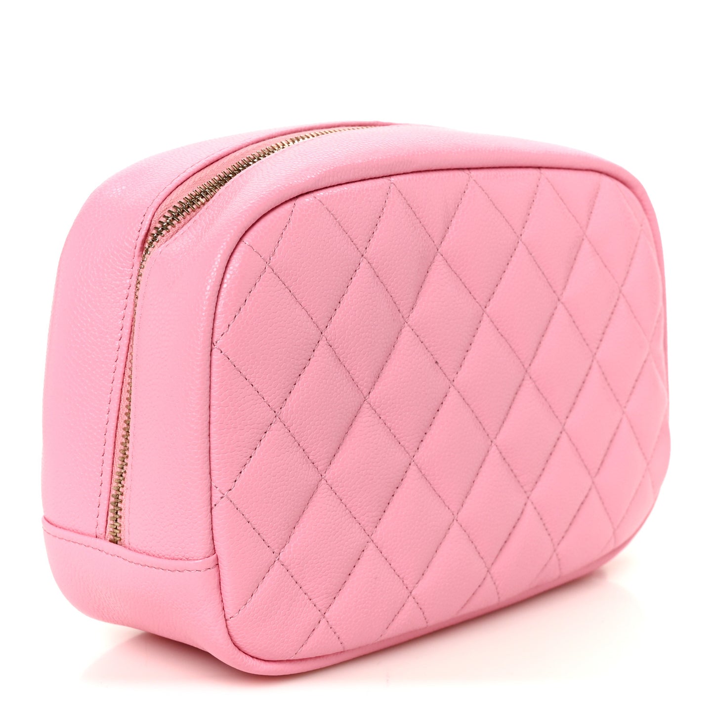 Caviar Quilted Medium Curvy Pouch Cosmetic Case Light Pink