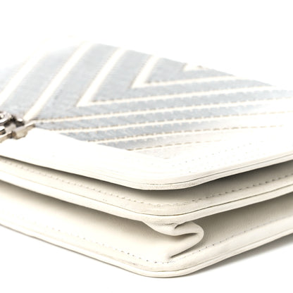 Chanel Lizard Chevron Stitched Boy Wallet On Chain WOC White Silver 12 of 12