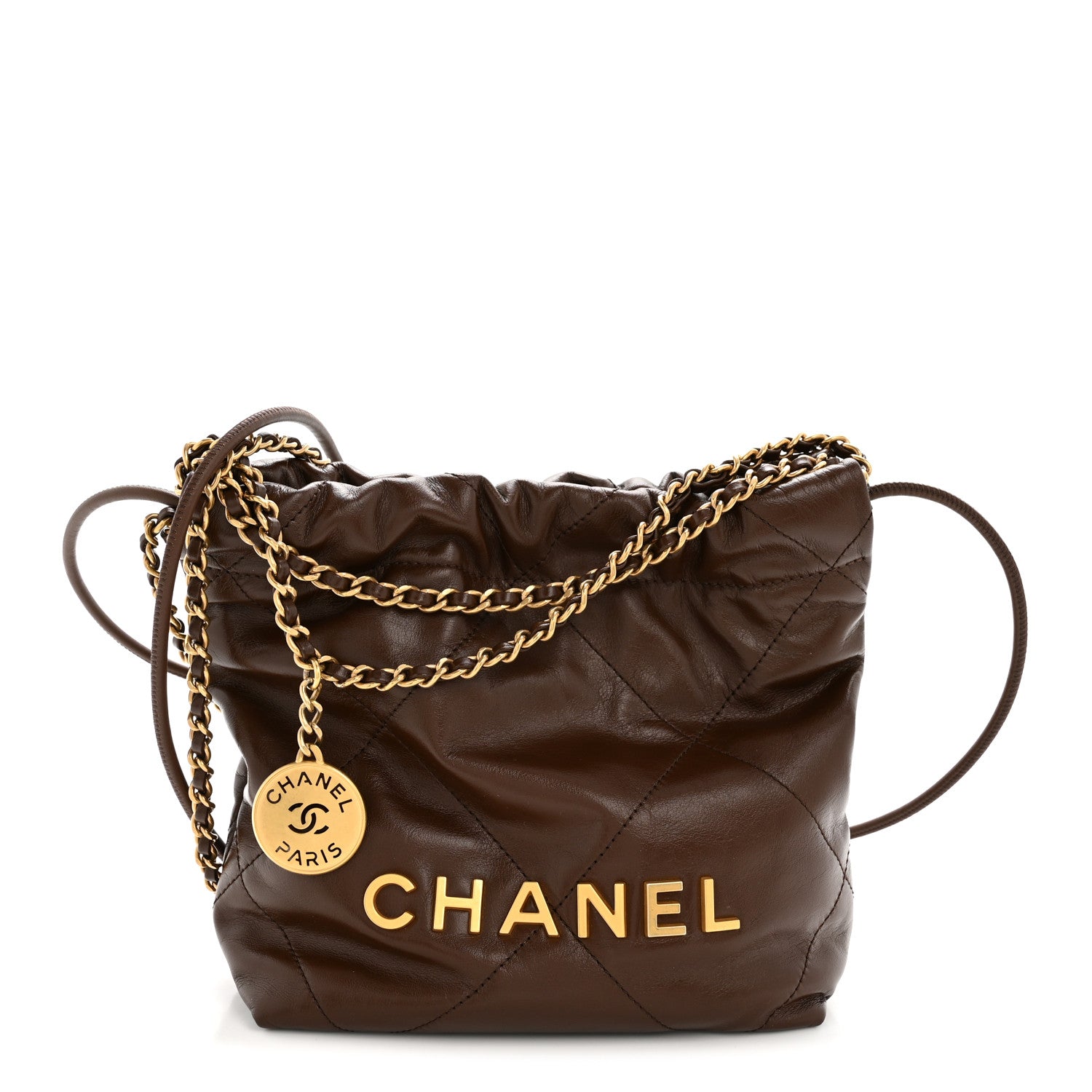 Chanel Shiny Calfskin Quilted Mini Chanel 22 Brown 1 of 10