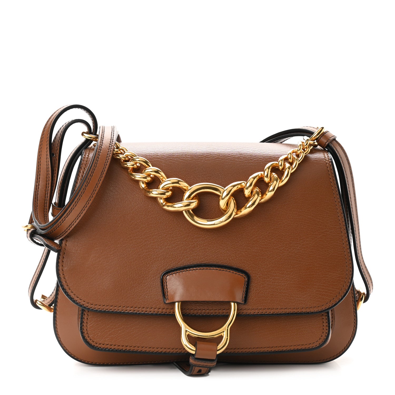 Miu Miu Goatskin Madras Dahlia Satchel Brandy 1 of 10