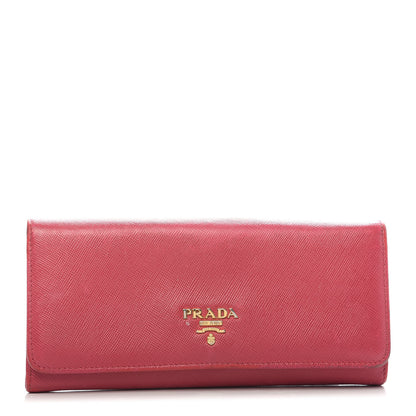 Prada Saffiano Metal Continental Flap Wallet Fuoco 1 of 8