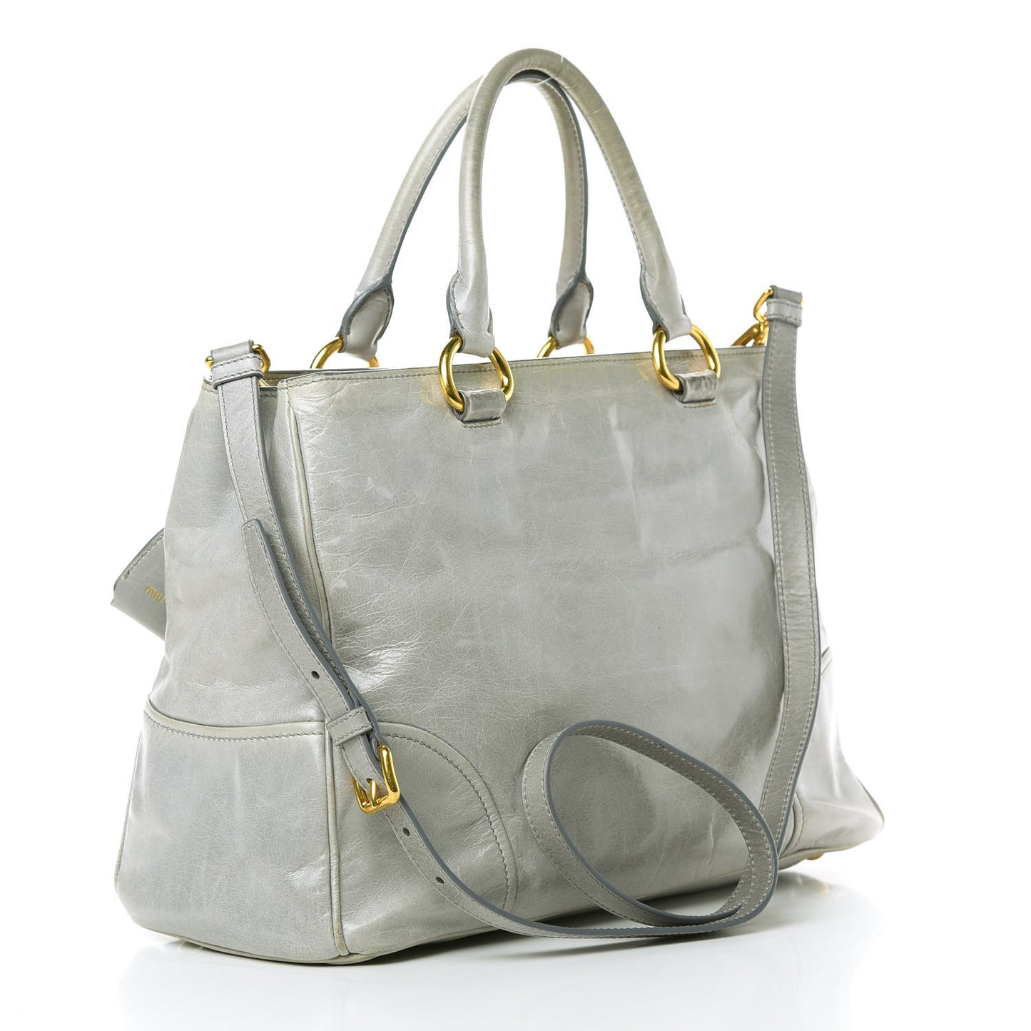 Vitello Shine Top Handle Satchel Nube