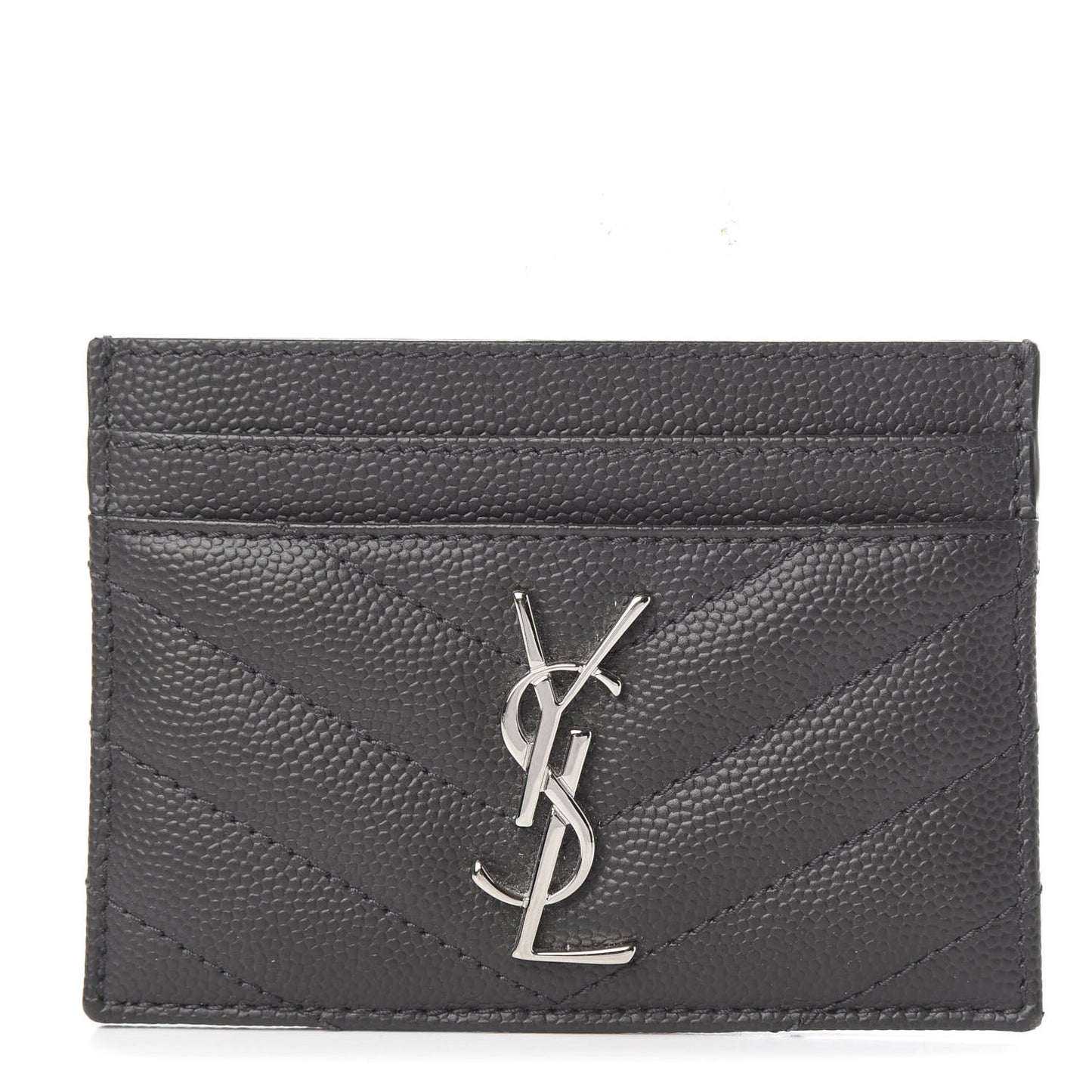 Grain De Poudre Matelasse Chevron Monogram Credit Card Case Coal