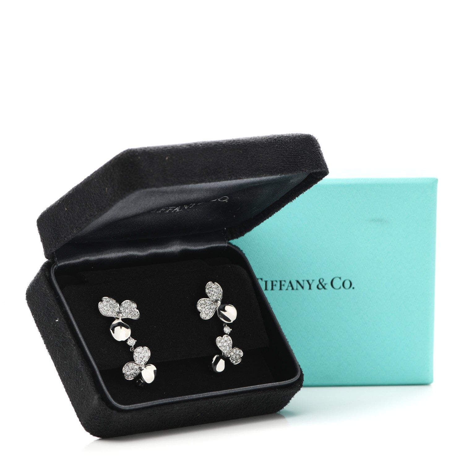 Tiffany Platinum Diamond Paper Flowers Cluster Drop Earrings 5 of 5