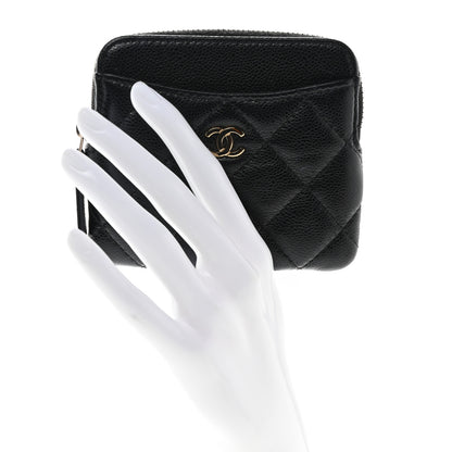 Chanel Caviar Quilted Zip Card Holder Wallet Black 2 of 8