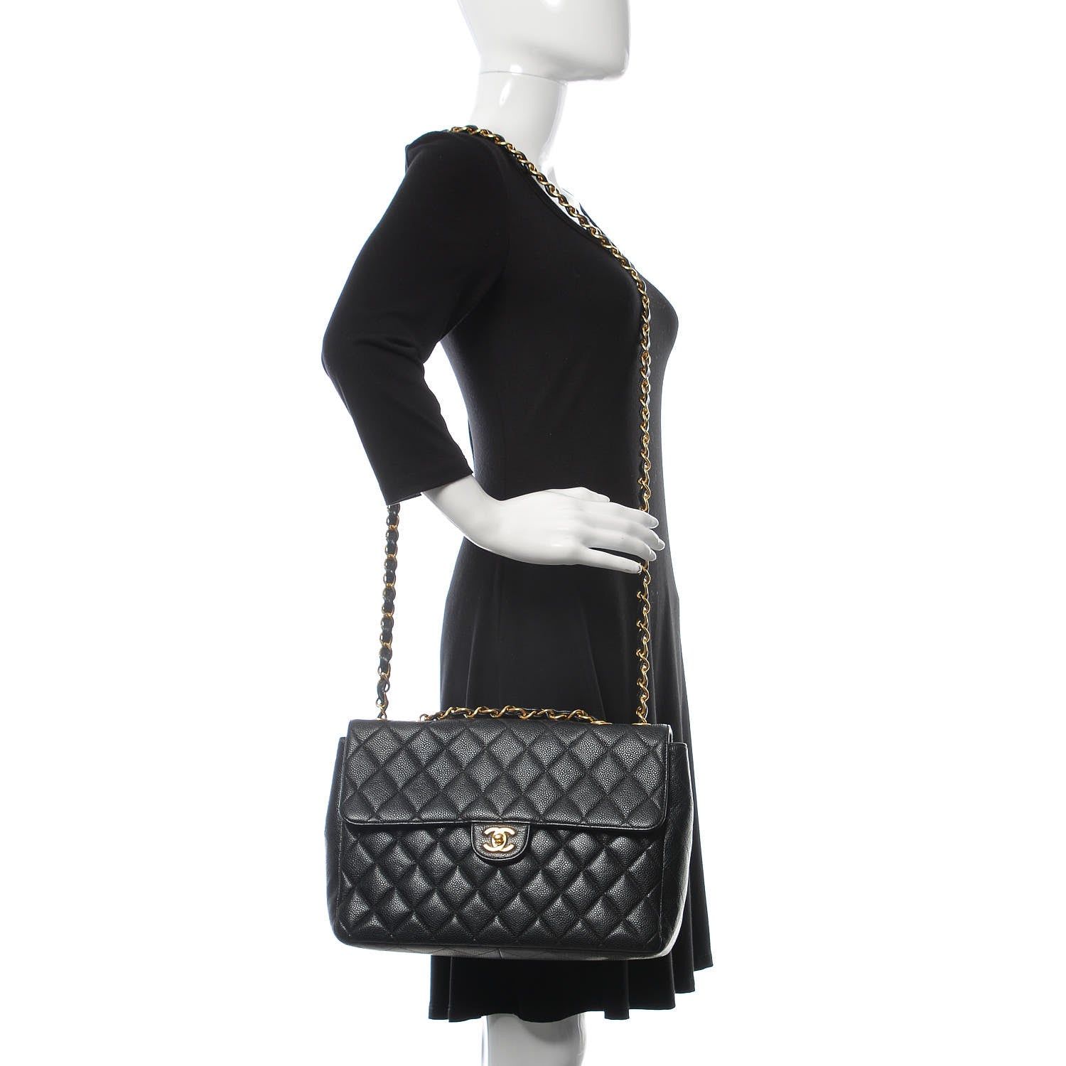 Chanel Caviar Jumbo Single Flap Black 2 of 12