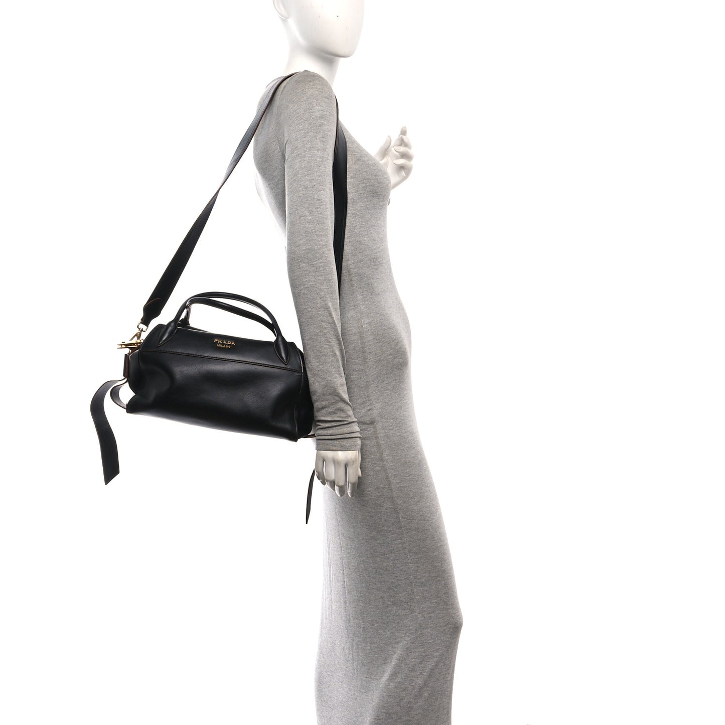 City Calf Ribbon Bowling Bag Black