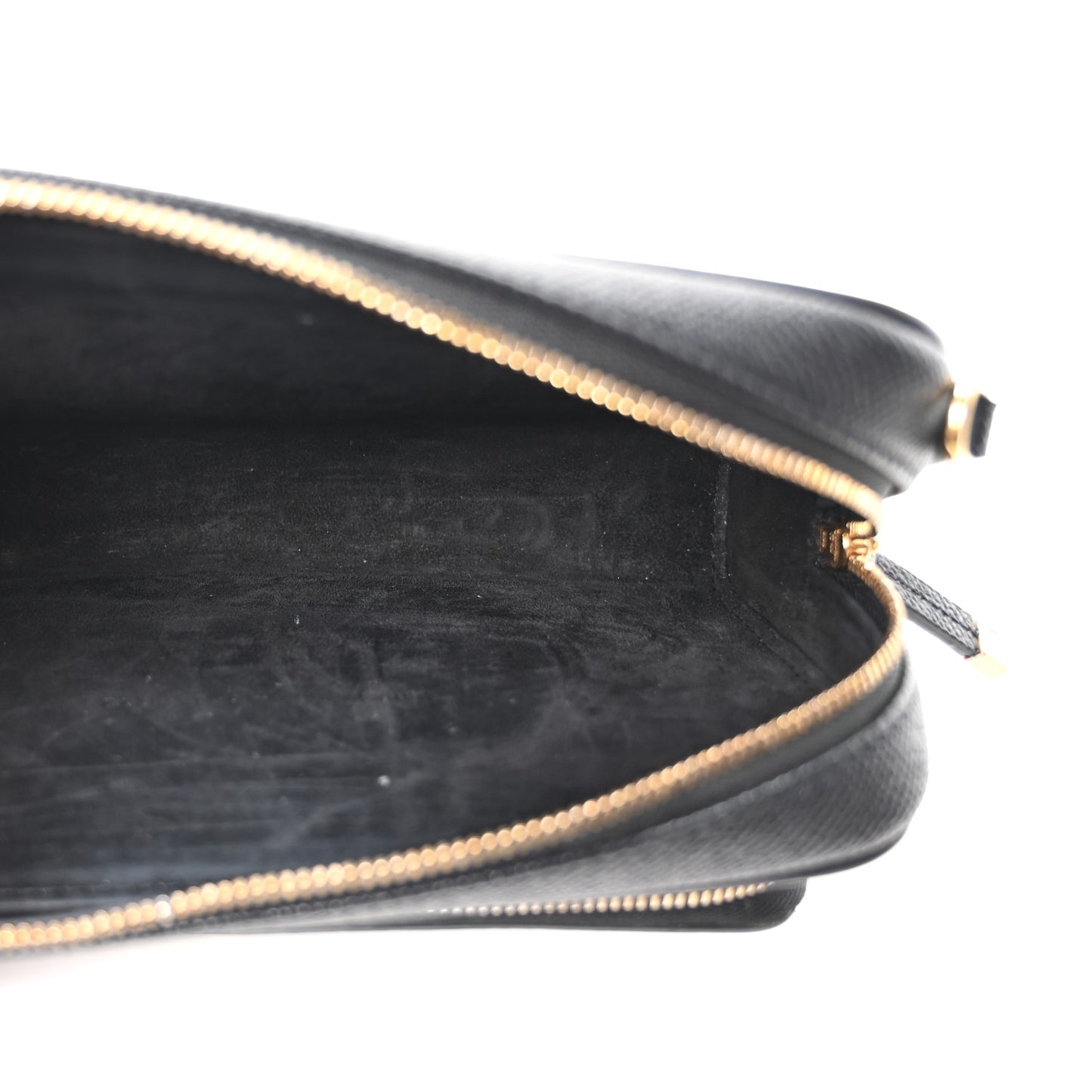 Grained Calfskin Caro Double Pouch Black