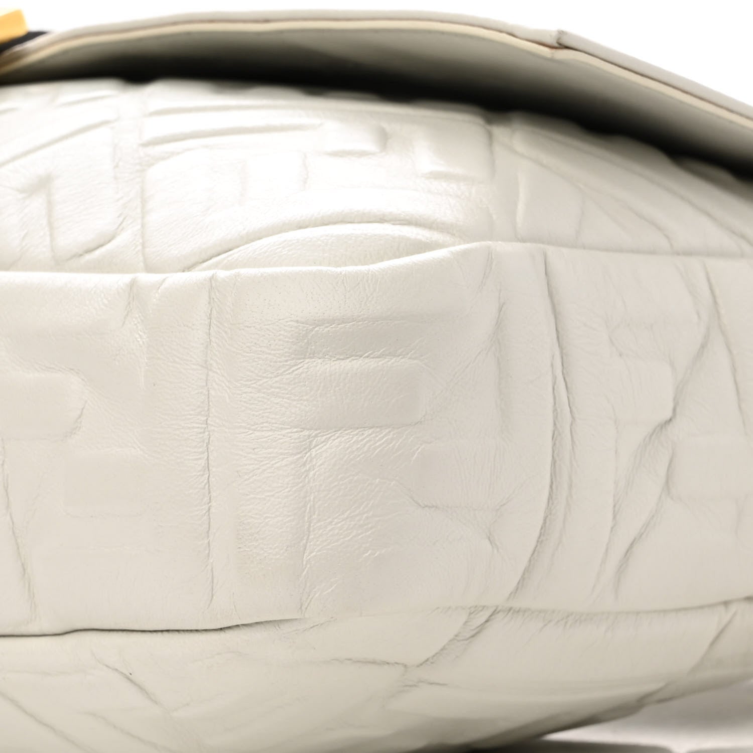 Fendi Nappa FF 1974 Embossed Large Baguette White 11 of 12