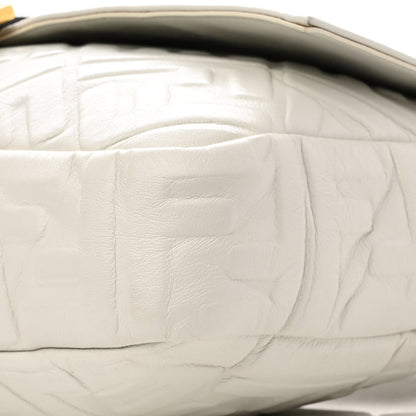 Fendi Nappa FF 1974 Embossed Large Baguette White 11 of 12