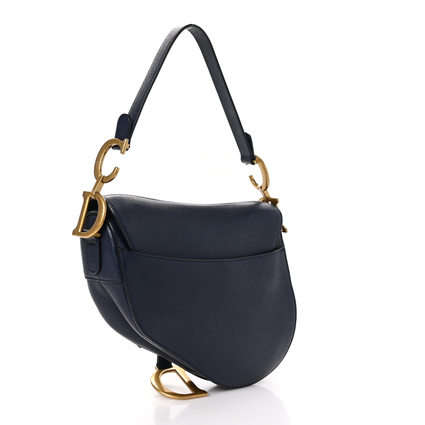 Grained Calfskin Saddle Bag Navy
