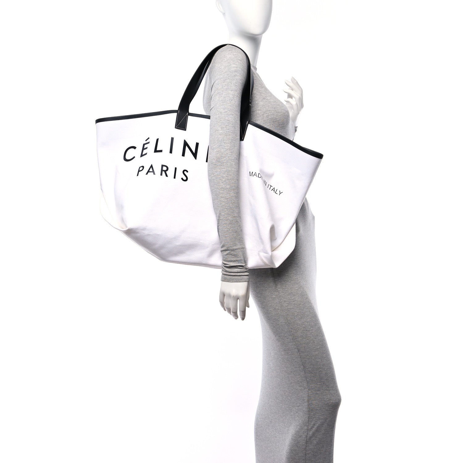 Celine Textile Medium Made In Tote White Black 2 of 11