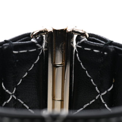 Chanel Lambskin Quilted Pearl CC Cuff Bracelet Black Gold 4 of 5