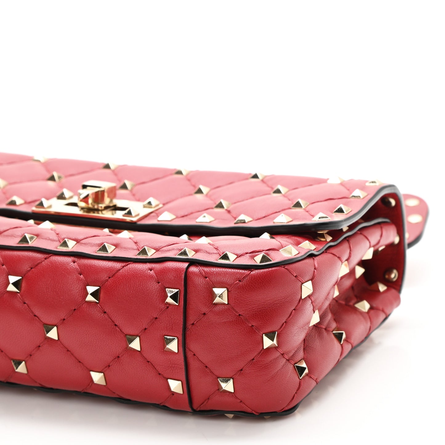 Nappa Small Rockstud Spike Shoulder Bag Rosso Valentino
