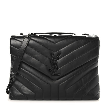Saint Laurent Calfskin Y Quilted Monogram Monochrome Medium Loulou Chain Satchel Black 1 of 10
