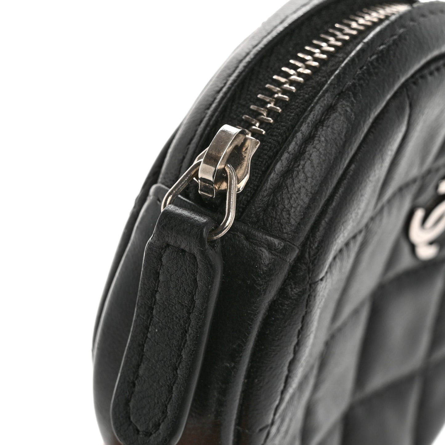 Lambskin Quilted Zip Around Classic Coin Purse Black