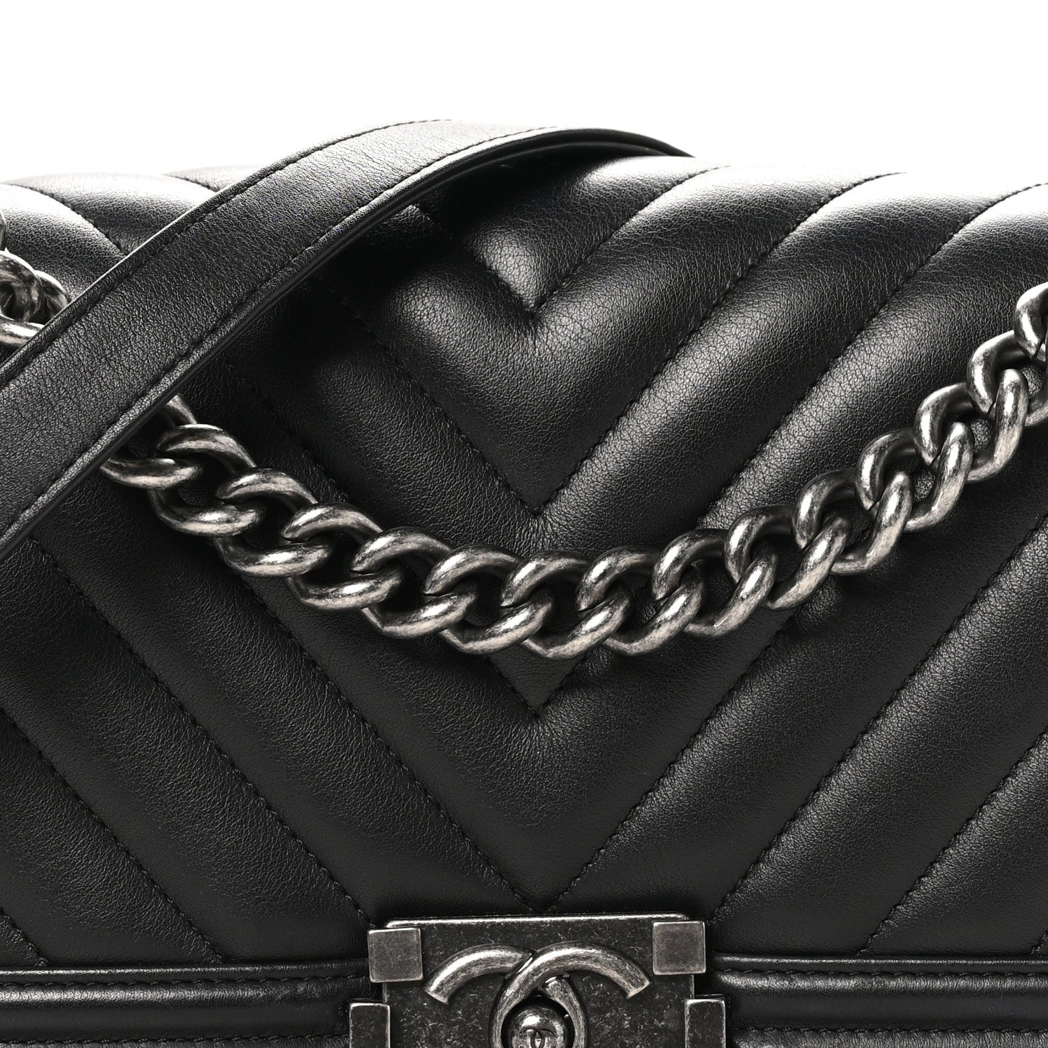 Chanel Lambskin Chevron Quilted Medium Boy Flap Black 8 of 10