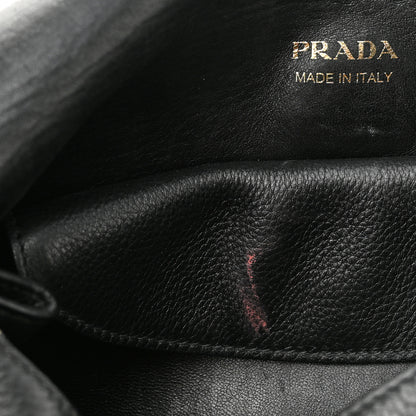 Prada Vitello Daino Flap Shoulder Bag Black 11 of 11