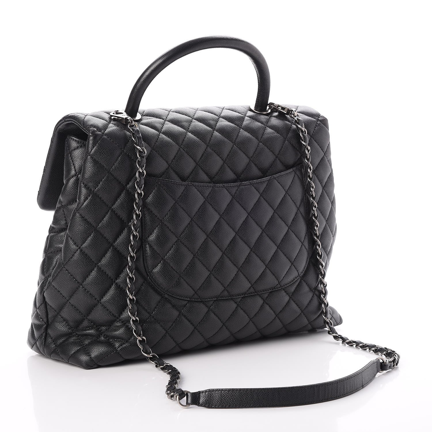 Chanel Caviar Quilted Large Coco Handle Flap Black 3 of 7