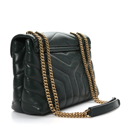 Saint Laurent Calfskin Y Quilted Monogram Small Loulou Chain Satchel Dark Mint 3 of 9