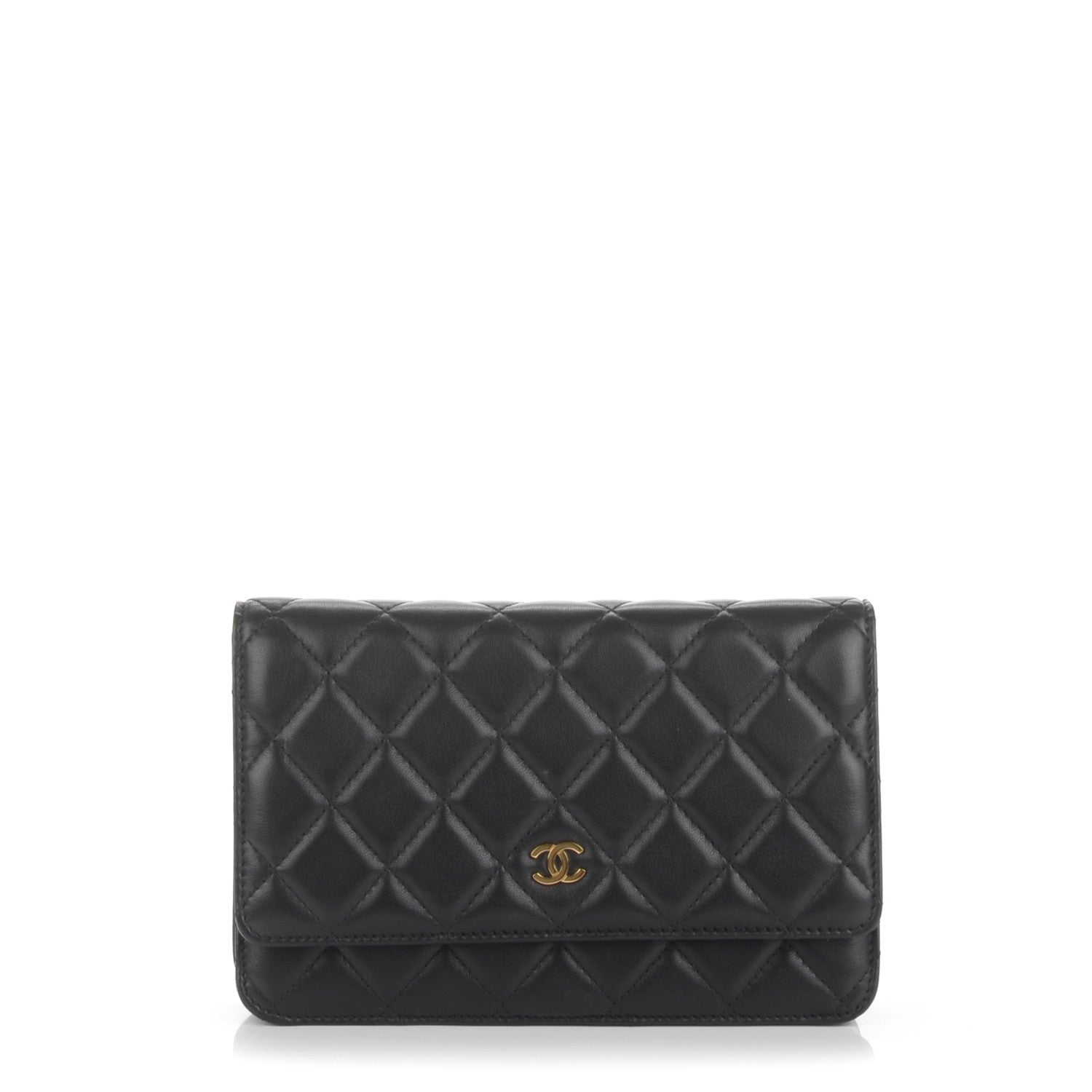 Chanel Lambskin Quilted Wallet On Chain WOC Black 1 of 8
