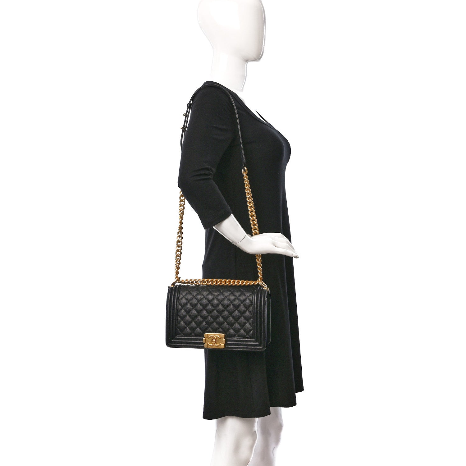 Chanel Caviar Quilted Medium Boy Flap Black 2 of 10
