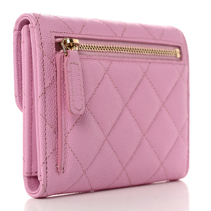Chanel Caviar Quilted Compact Flap Wallet Pink 3 of 9