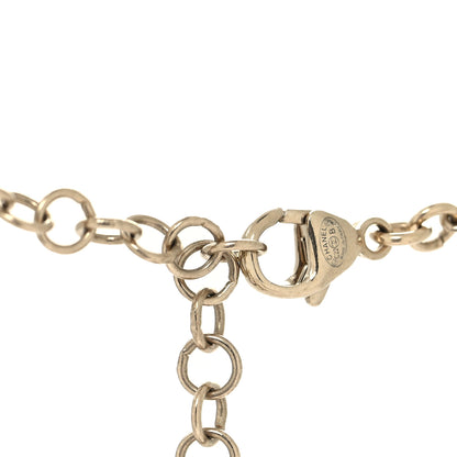 Chanel Pearl Crystal CC Heart Necklace Gold Pearly White Black 4 of 5