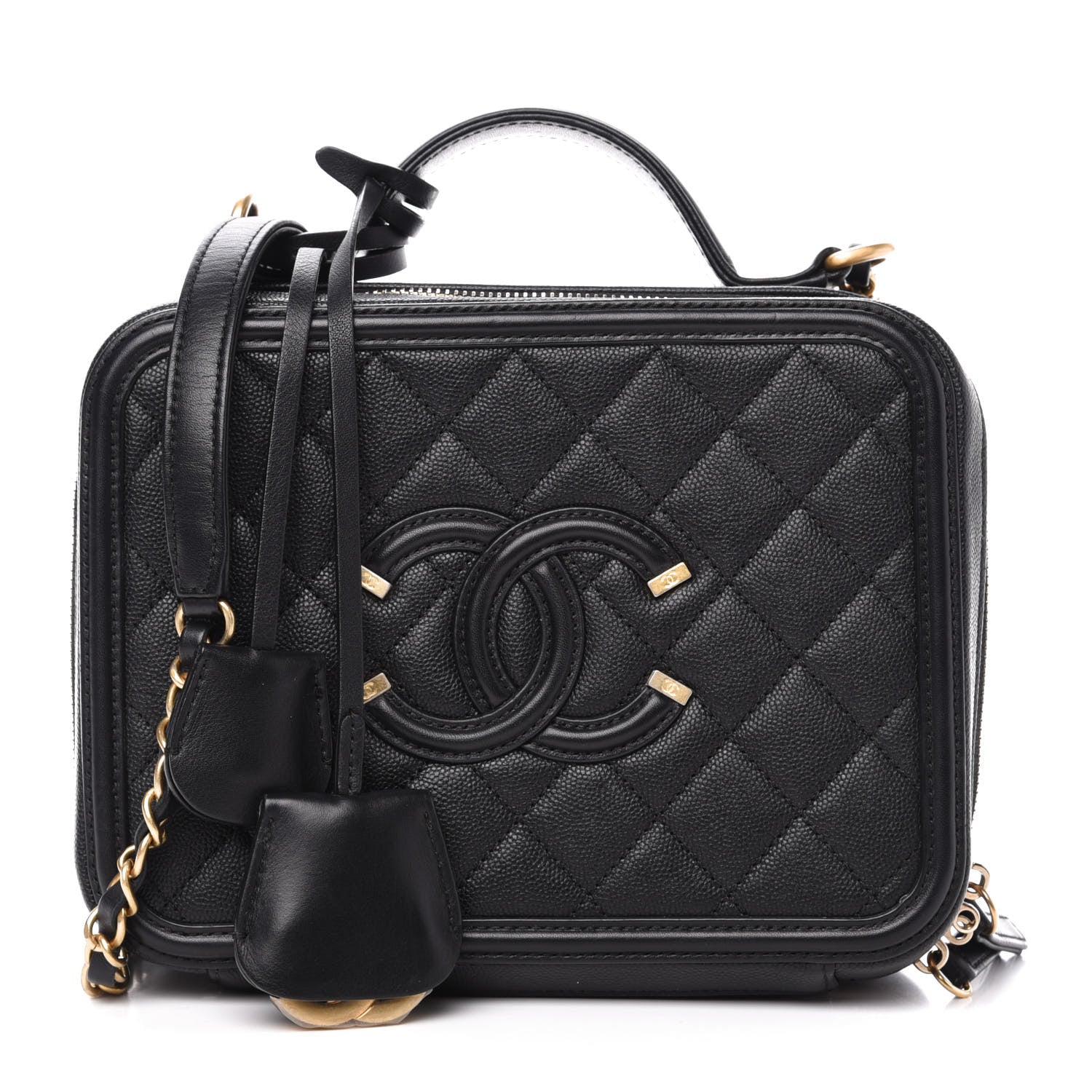 Chanel Caviar Quilted Medium CC Filigree Vanity Case Black 1 of 12