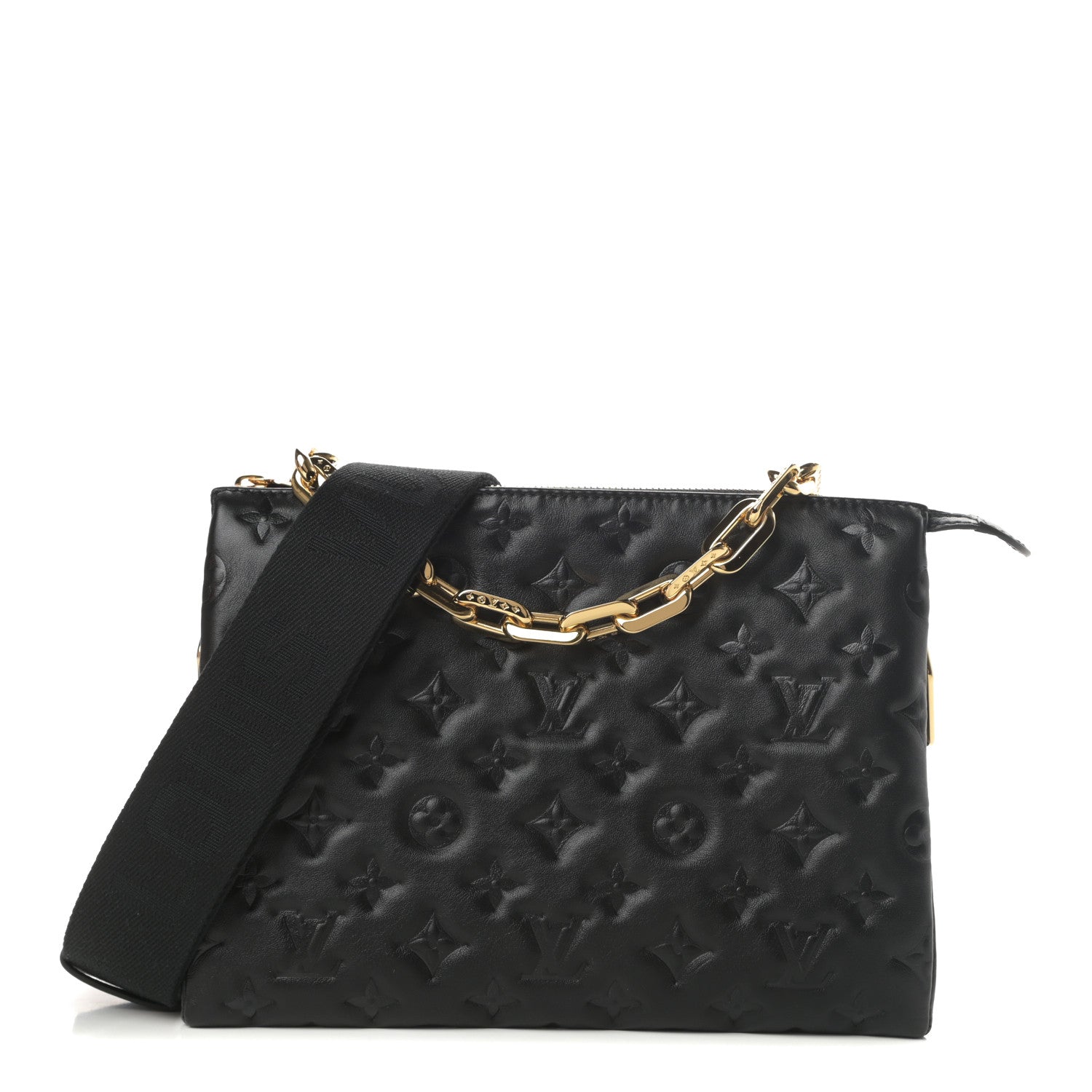 Louis Vuitton Lambskin Embossed Monogram Coussin PM Black 1 of 11