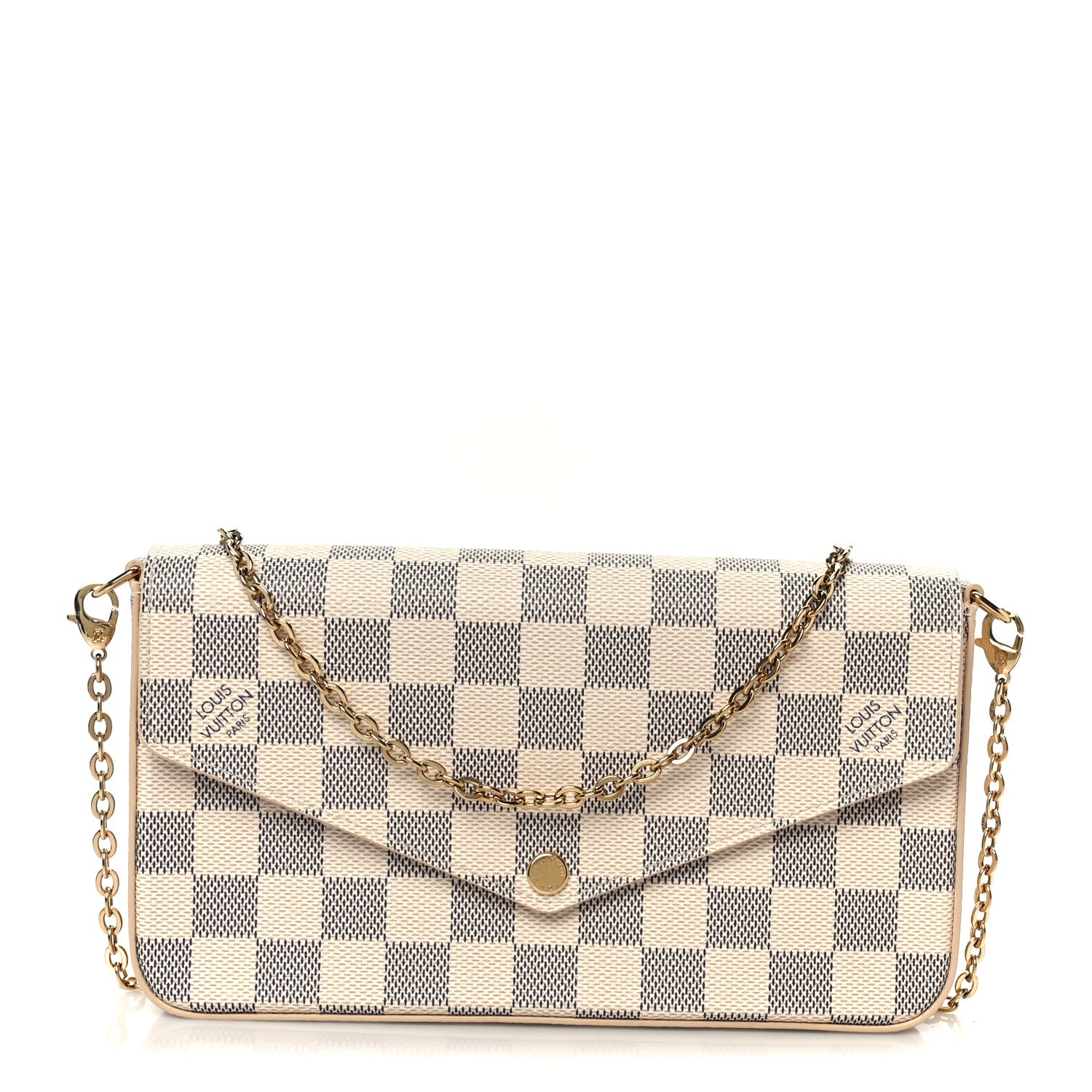 Louis Vuitton Damier Azur Pochette Felicie Chain Wallet Rose Ballerine 1 of 11
