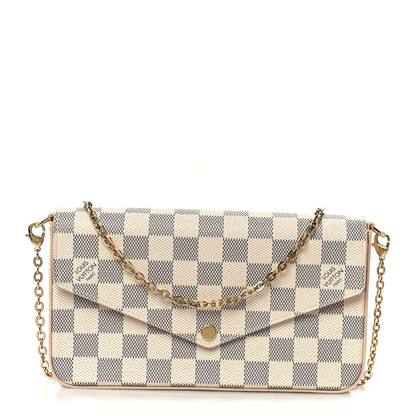 Louis Vuitton Damier Azur Pochette Felicie Chain Wallet Rose Ballerine 1 of 11