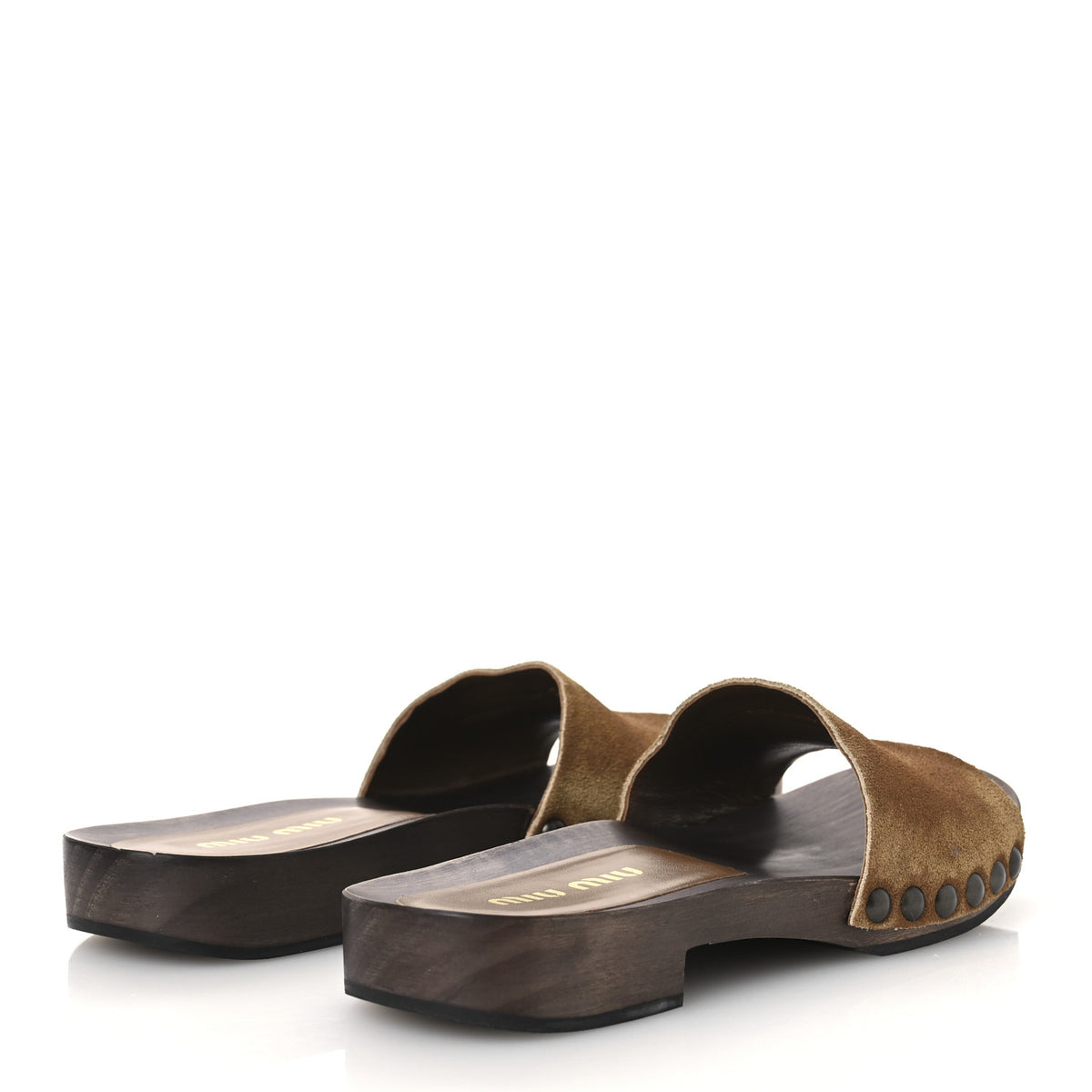 Miu Miu Suede Logo Slide Clogs 37 Cannella 5 of 11