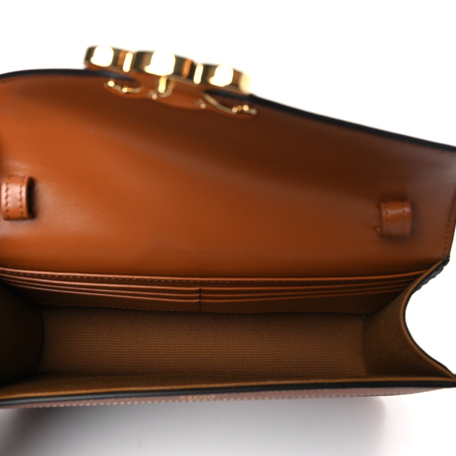 Celine Triomphe Canvas Calfskin Wallet on Chain Tan 5 of 9