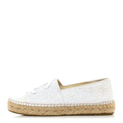 Chanel Patent Sequin CC Espadrilles 35 White 1 of 10