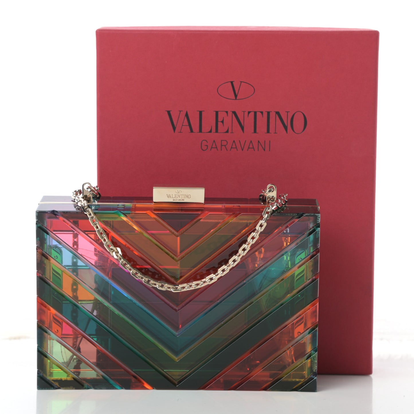 Acrylic 1973 Clutch With Chain Multicolor