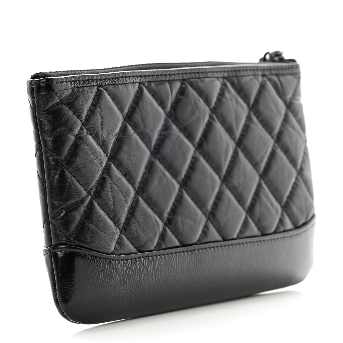 Aged Calfskin Quilted Small Gabrielle Pouch So Black