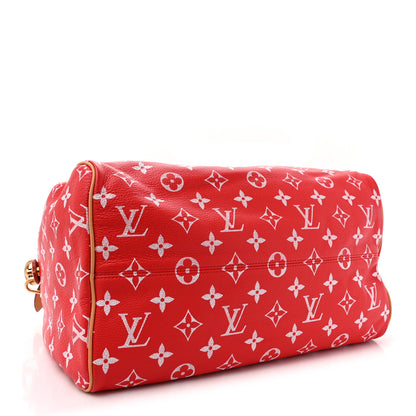 Louis Vuitton LOUIS VUITTON Calfskin Monogram Speedy P9 Bandouliere 40 Red 6 of 14