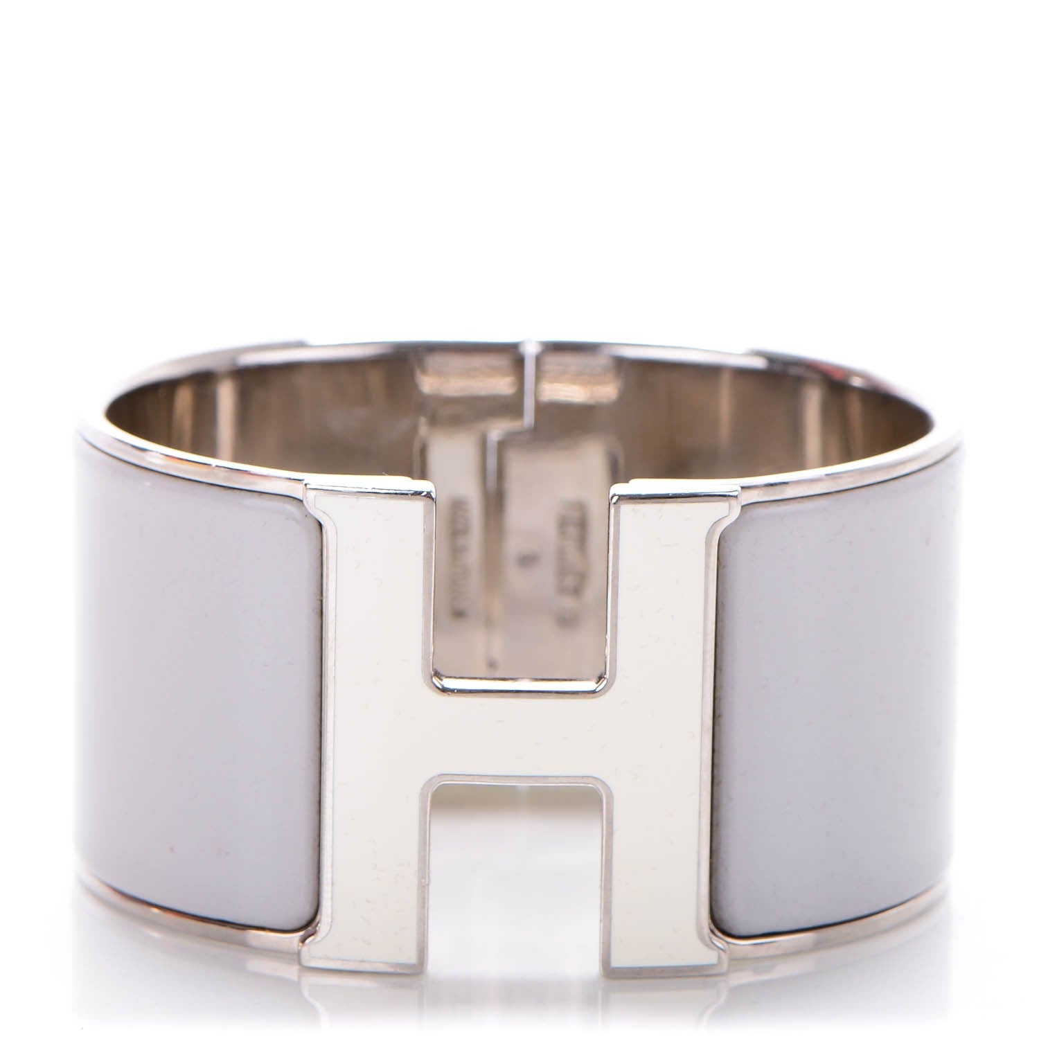 Hermes Extra Wide Clic Clac H Bracelet GM Gris Clair White 1 of 7