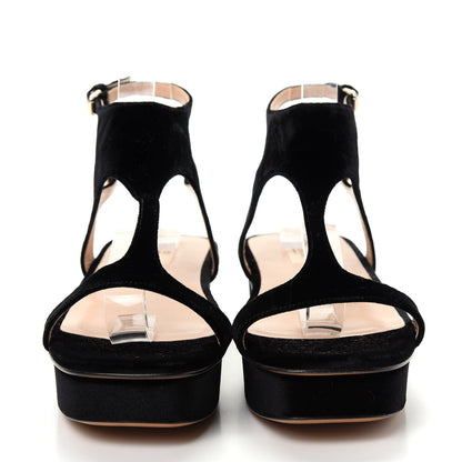 Valentino Garavani Velvet Flat Platform Sandals 39 Black 2 of 10