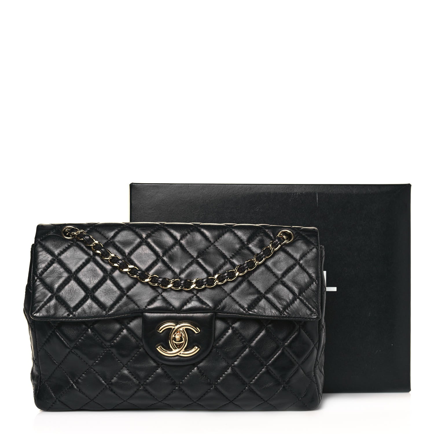 Chanel Washed Lambskin Quilted Maxi Single Flap Black 15 of 15