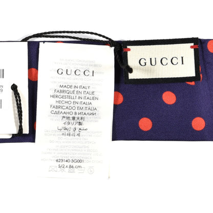 Gucci Silk Twill Dotsy Neck Bow Scarf Sapphire Red 3 of 3